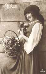Mädchen mit Korb und Blumen Mädchen mit Korb und Blumen